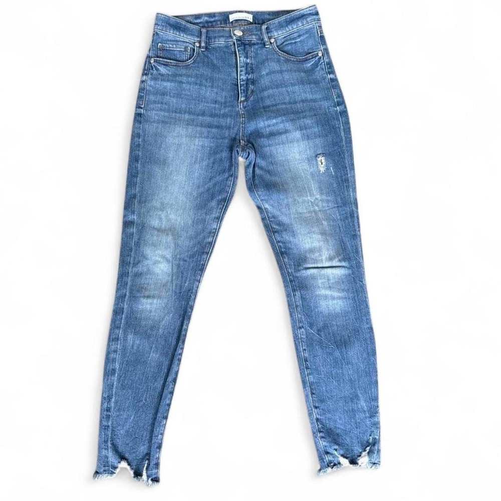 Loft blue denim denim jeans with distressed details Women size 4